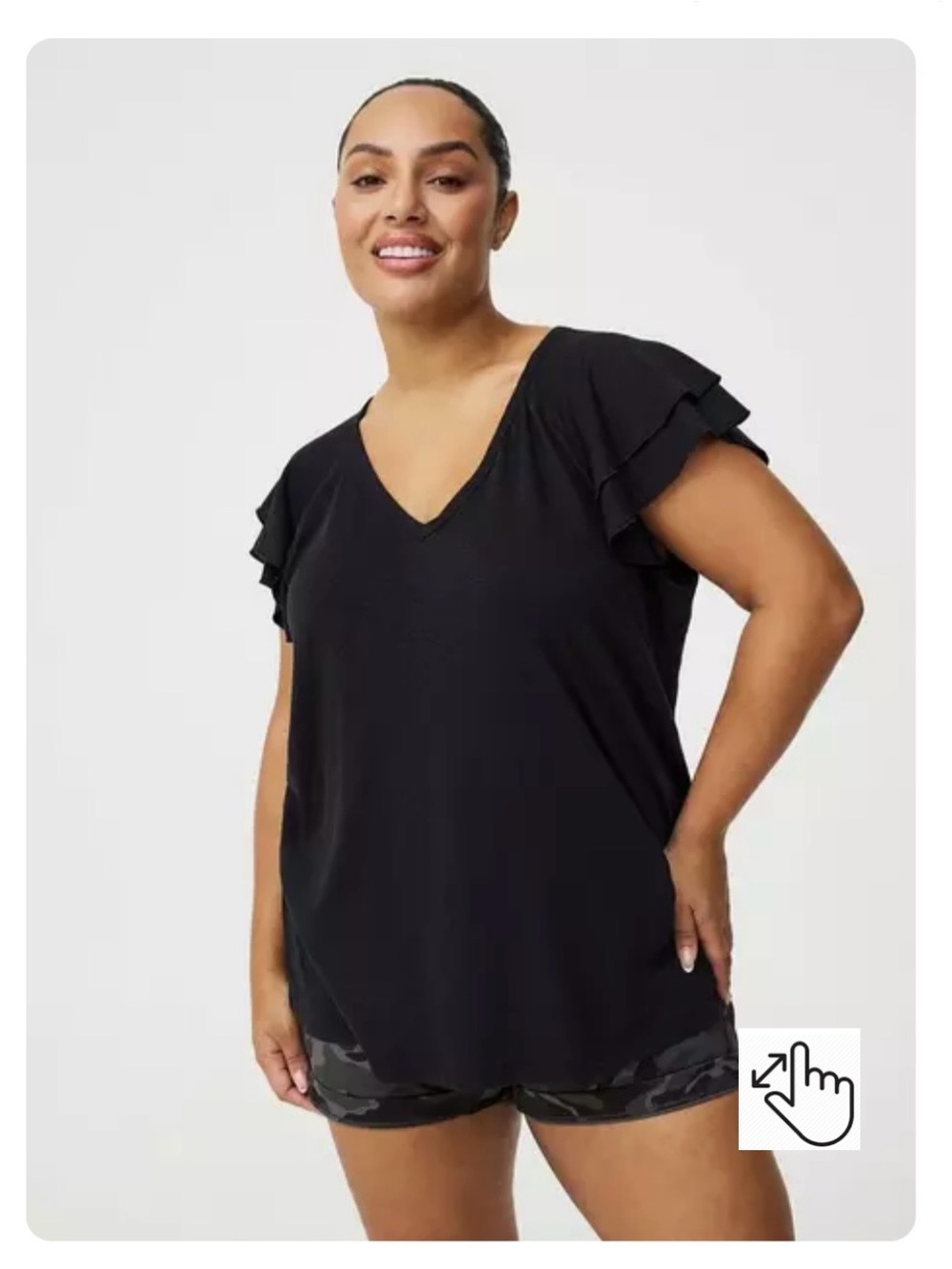 Torrid 4 Vintage Slub V-Neck Flutter Sleeve Raglan Tee